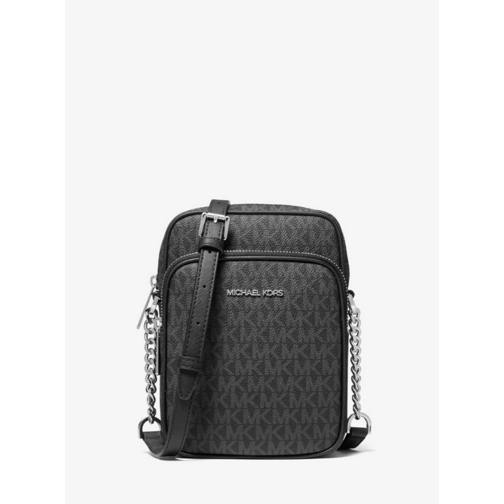 Michael Kors Jet Set Travel MK Signature PVC Medium Flight Crossbody Bag